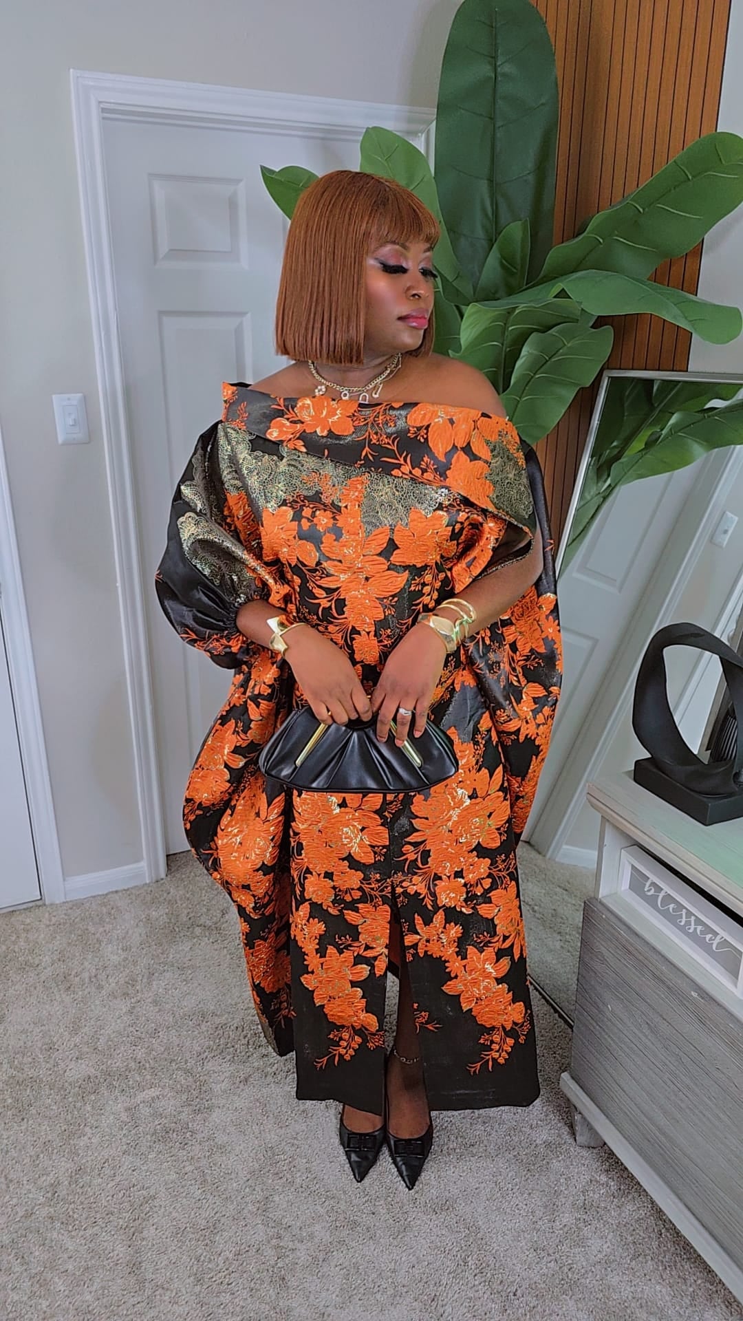 Abena Off-Shoulder  Brocade Boubou